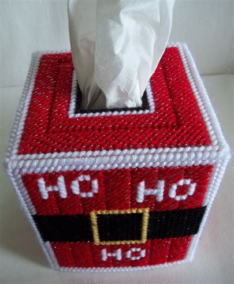 Christmas Santa Tissue Box Cover Plastic Canvas Tissue Cover Etsy