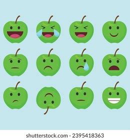 Apple Emoji Faces Cute Expressions Social Stock Vector (Royalty Free ...