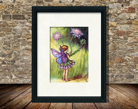 Vintage Flower Fairy Print Cicely M Barker S THE SCABIOUS Fairy 8 X