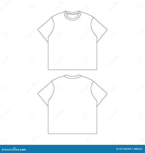 Template T Shirt Boxy Vector Flat Design Outline Clothing Collection