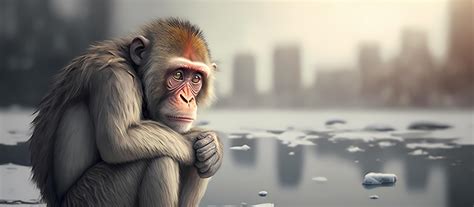 Monkeys Are Sad To See Global Warming Desperate And Depression Animal