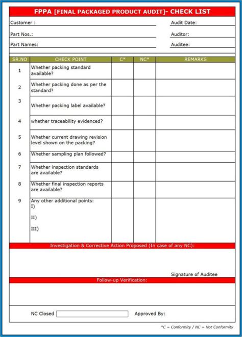 Free Printable Audit Checklist Template