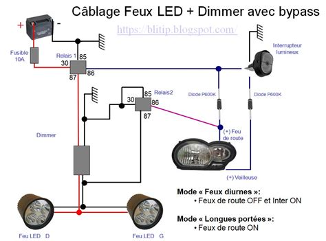 Blitip Schémas et cablages de feux additionnels à LED sur moto