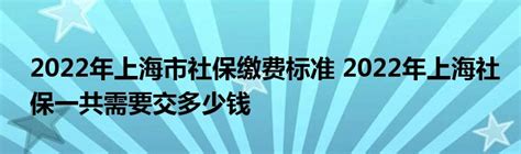 2022年上海市社保缴费标准 2022年上海社保一共需要交多少钱 产业观察网