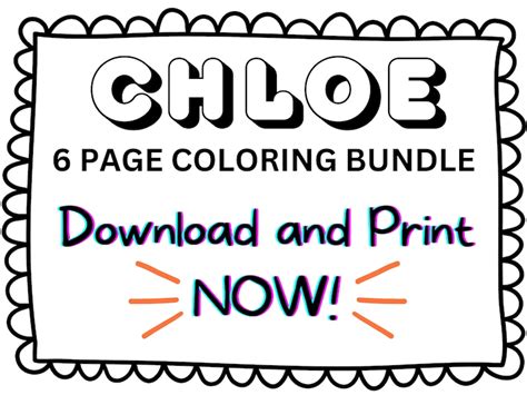 Chloe Coloring Page Printable Name Coloring Page Custom Coloring Personalized T Colouring