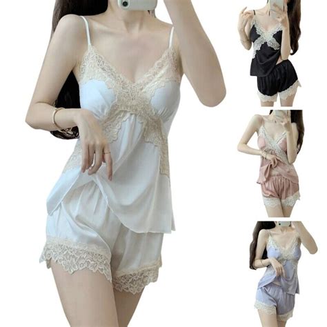 Womens Sweetness Cami Set Lace Camisole Lingerie Nightwear Pajamas