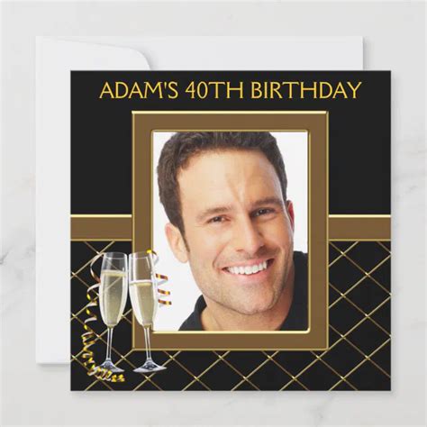 Mans Black And Gold Birthday Party Invitation Zazzle