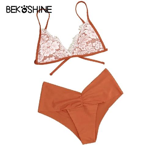 Aliexpress Buy Bekoshine Solid Bikini Set Brown Swimwear New