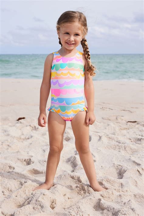 Buy Multi Scallop Rainbow Frill Swimsuit 3mths 7yrs From The Next Uk