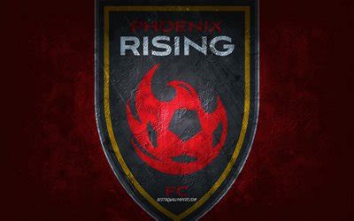 Скачать обои Phoenix Rising FC, American soccer team, red background ...