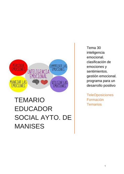 PDF Temario Educador Social Ayto De Manises 30 Inteligencia Emocional