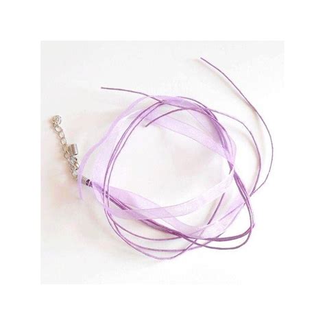 Collier Ruban 4 Brins Tour De Cou Lilas Création Bijoux 50 Cm Avec