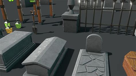 3d Model Stylized 3d Cemetery Graveyard Pack Low Poly Vr Ar Low