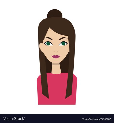 Girl Icon Woman Avatar Face Cartoon Style Vector Image