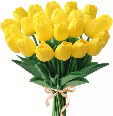 Tulipanes Artificiales Amarillos Y Decorativos 30 Piezas Envío gratis