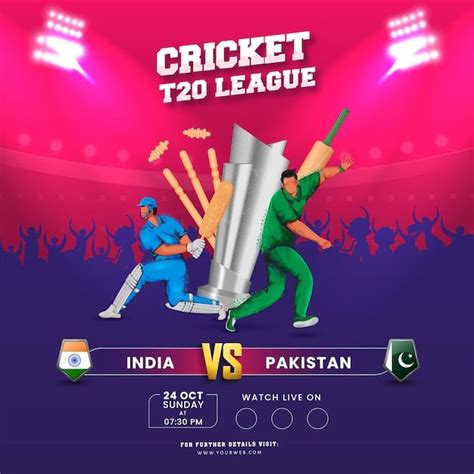 Premium Vector T20 Cricket League Concept With 3d Silver Trophy Cup