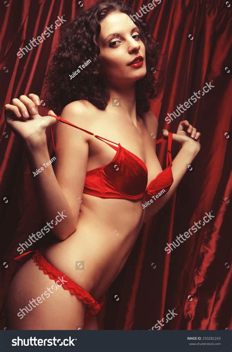 Sexy Curly Brunette Woman Posing Lingerie Stock Photo 250282243 Shutterstock