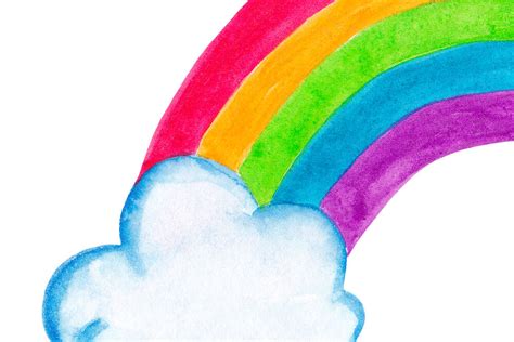 Watercolor Rainbow With Clouds Clipart By SweetRenieGraphics