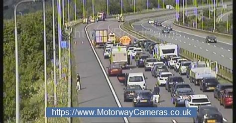 Live As Traffic Completely Held On M62 Following Lorry Fire