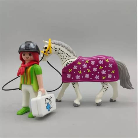 Playmobil Femme Cavali Re Avec Cheval V T Rinaire Ranch Curie