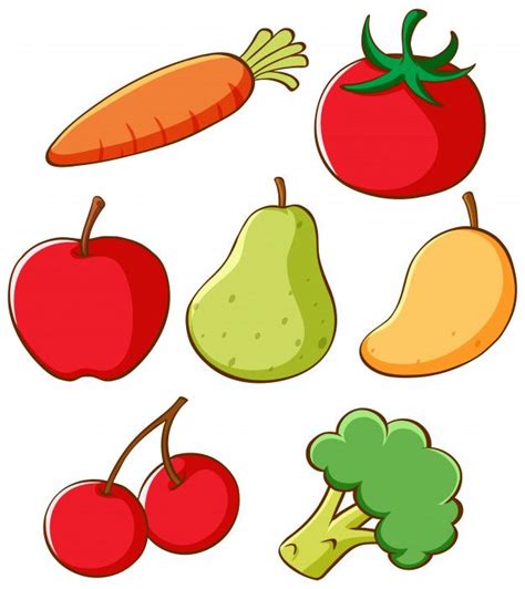 An Assortment Of Fruits And Vegetables On A White Background