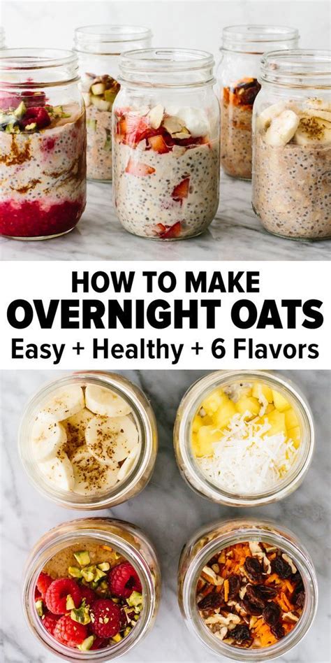 Overnight Oats In Mason Jars With Text Overlay That Reads How To Make