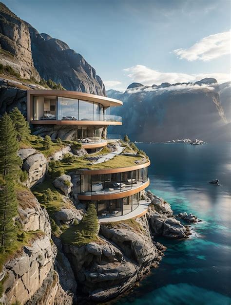 Premium AI Image Photo Of A Stunning Cliffside House With