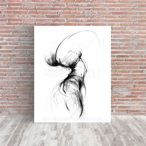 Female Dancer Nude Figure Drawing Black And White Charcoal Sketch