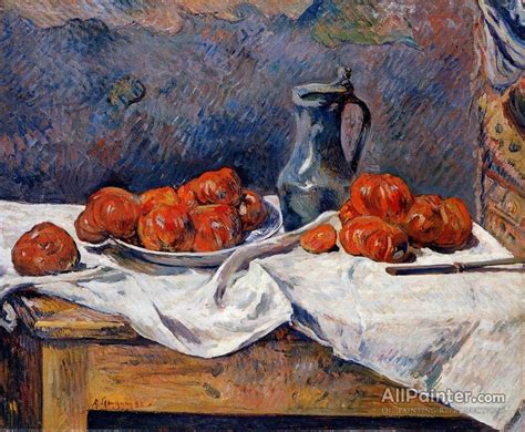 Paul Gauguin Tomatoes And A Pewter Tankard On A Table Oil Painting