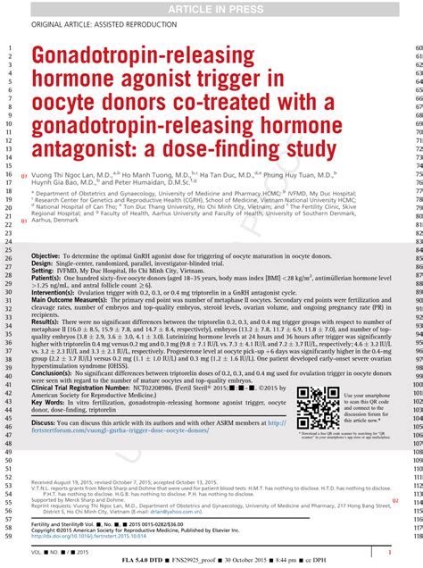 PDF Gonadotropin Releasing Hormone Agonist Trigger In Oocyte Donors