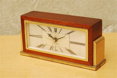 Seth Thomas Small Mantel Desk Clock In Wood And Brass By Ilikemikes