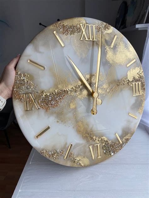 Gold Wall Decor Resin Art Wall Clock Unique Home Decor Custom Etsy