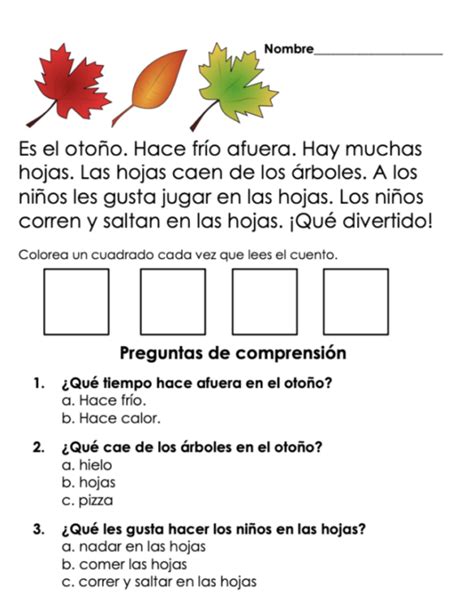 Spanish Reading Comprehension Passages Short Stories Paragraphs