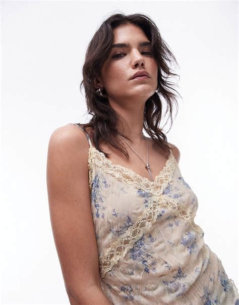 Topshop Ditsy Floral Lace Mix Cami In Cream Asos En Topshop