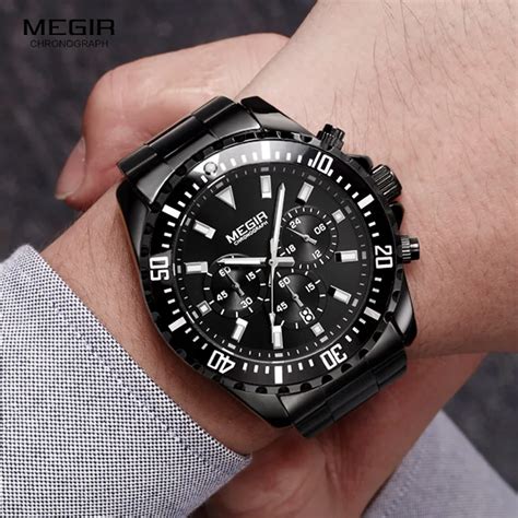 MEGIR Men S Stainless Steel Business Quartz Watches Chronograph