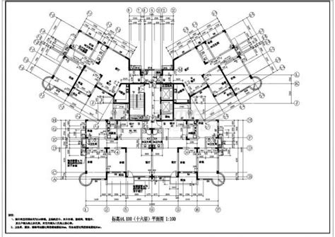 青岛市某经典十五层住宅楼建筑施工cad布置图住宅小区土木在线