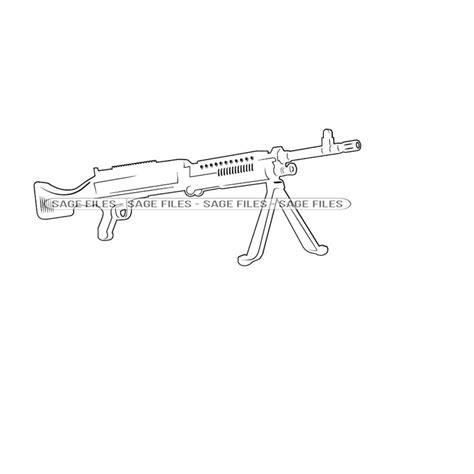 Machine Gun Outline SVG, Gun Svg, Army Svg, Machine Gun Clip - Inspire ...