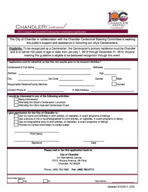 Fillable Online Chandleraz The City Of Chandler In Collaboration With