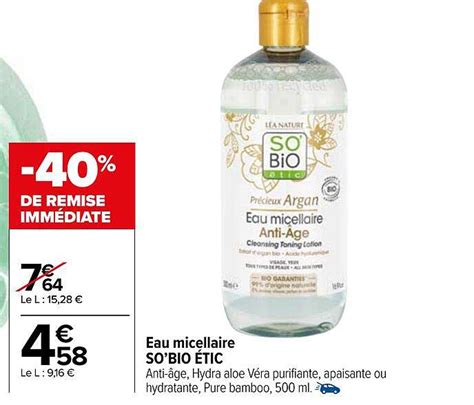 Promo Eau Micellaire So Bio Tic Chez Carrefour Market