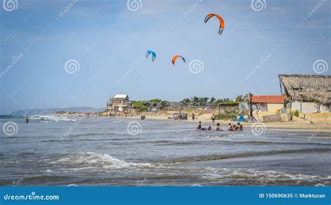 Mancora, Peru - April 18, 2019: Kitesurfers Flying Over the Beaches of Mancora Editorial Image ...