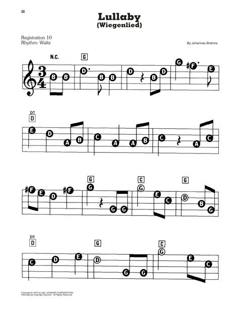 Lullaby Cradle Song By Johannes Brahms Sheet Music For E Z Play Today