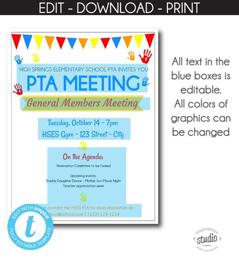 Editable Meeting Announcement Flyer Easy To Use Template Etsy