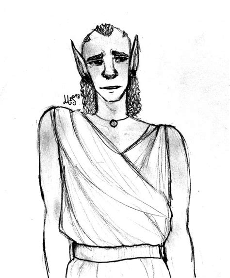 A Black And White Drawing Of A Woman In A Dress With Horns On Her Head