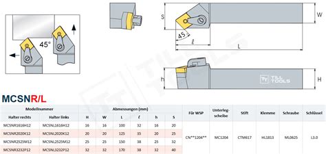 Klemmhalter MCSNR L 45 Wendeplattenhalter Drehmeißel