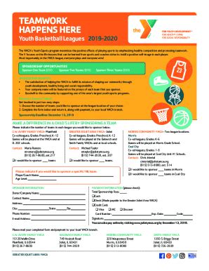 Fillable Online Youth Sports Leagues At The YMCA Of Greater Brandywine