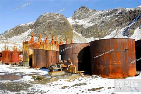 Whale Oil Tanks Old Whaling Station At Grytviken South Georgia