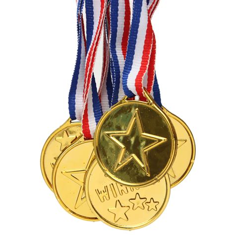 Lot Gold Plastic Medals Winners Sports Party Prize Children Kids Awards