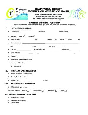 Fillable Online The Pelvic Health Center Intake Form Fax Email Print