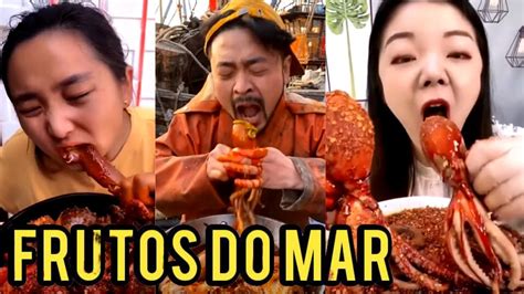 Mukbang Chines comendo comida Frutos do Mar SHOW de MUKBANG CHINÊS