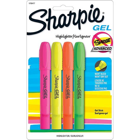 Sharpie Gel Highlighters Assorted Pack Of 4 By Office Depot Sharpie